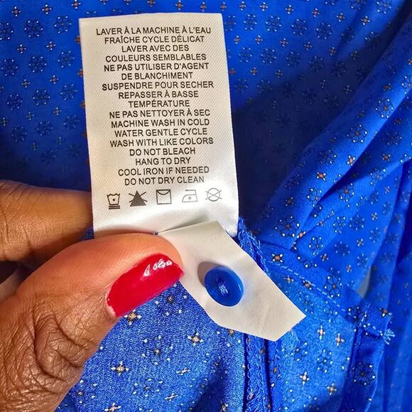 Maison d’Amélie Paris Floral Ruffle Blouse Women's Size Small Blue Long Sleeve - Picture 9 of 16